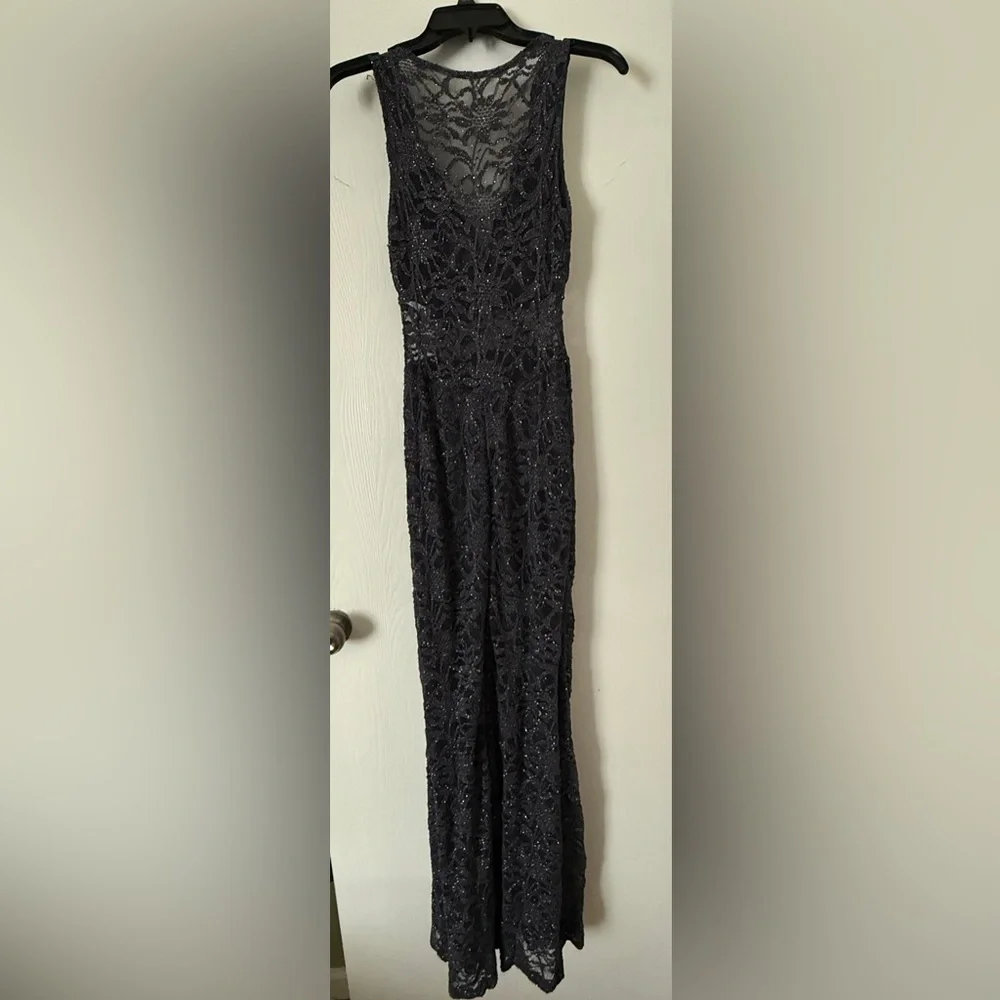 B Darlin Charcoal Lace Maxi Dress - Picture 5 of 5